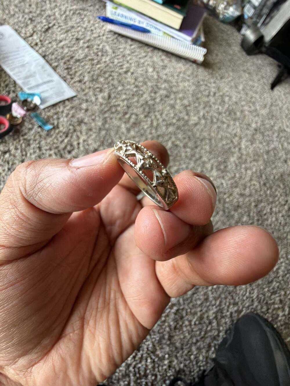 Vintage Avon Sterling Silver CZ Openwork Band Ring